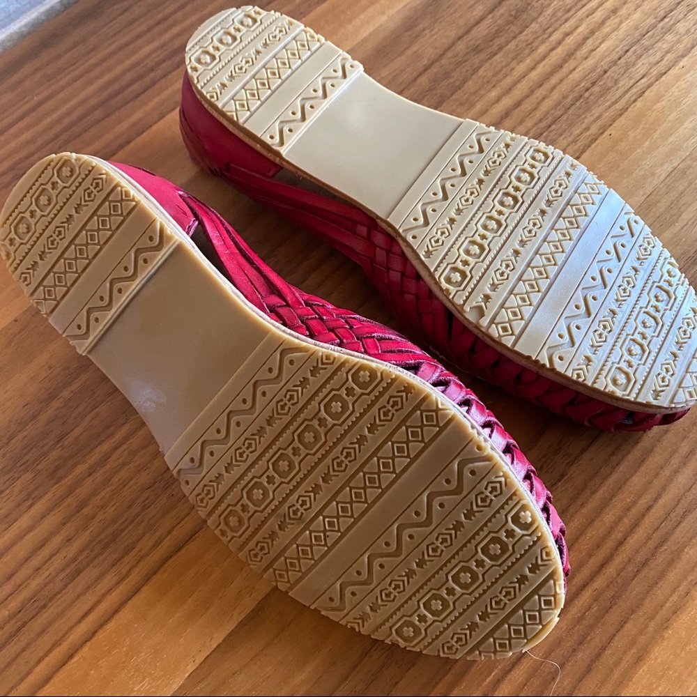 Sz 7 Huarache shoe Frida Alcatraz sandal in red leather ♥️♥️♥️♥️♥️♥️ - Picture 4 of 5